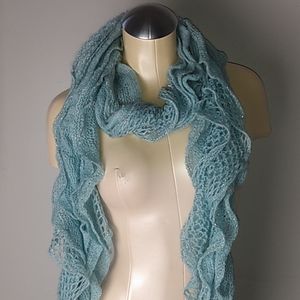 Ruffled Blue Fashion Scarf